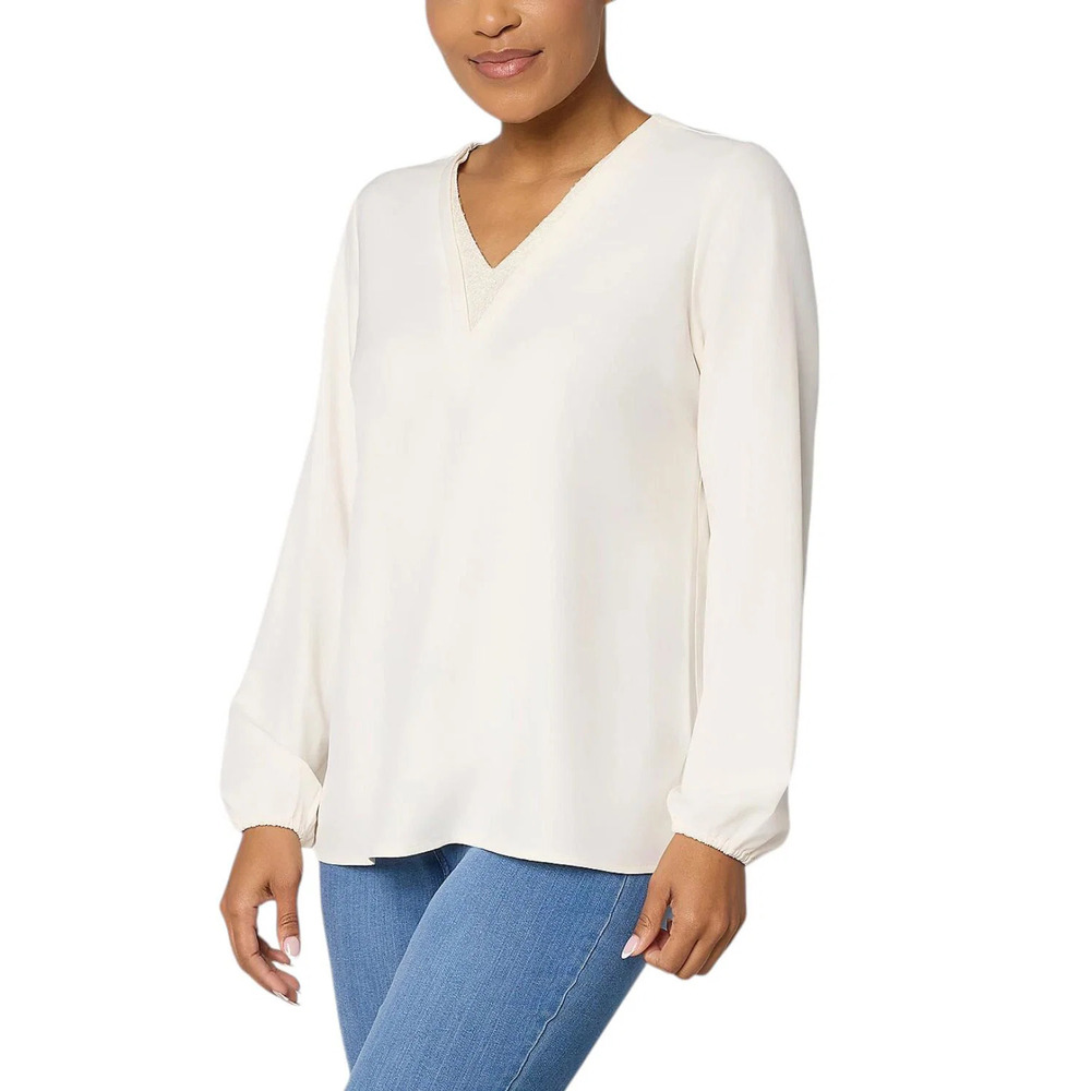 Jingle Belles by Kim Gravel Women's Dazzling Blouse Cream - Regular